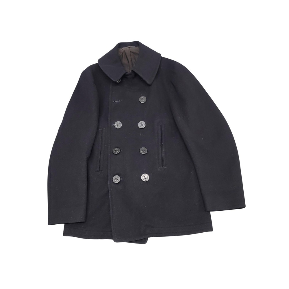 Vintage WW2 Era US Navy Pea Coat Mens S Wool Military Naval Clothing Factory 40s
